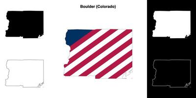 Boulder County, Colorado outline map set vector