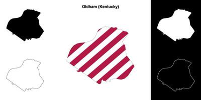 Oldham County, Kentucky outline map set vector