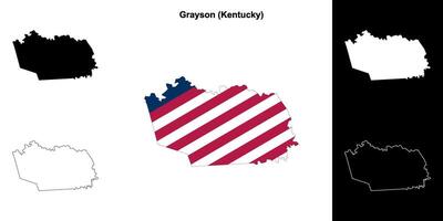 Grayson County, Kentucky outline map set vector