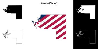 Manatee County, Florida outline map set vector