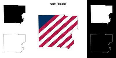 Clark County, Illinois outline map set vector
