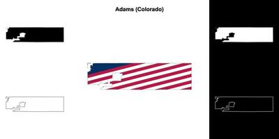 Adams County, Colorado outline map set vector