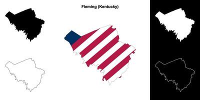 Fleming County, Kentucky outline map set vector