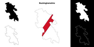 Buckinghamshire blank outline map set vector