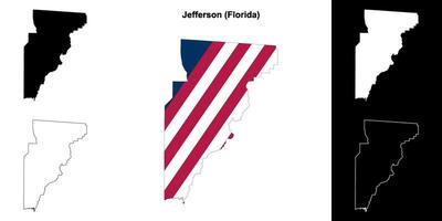Jefferson County, Florida outline map set vector