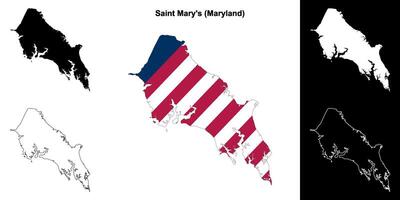 Saint Marys County, Maryland outline map set vector
