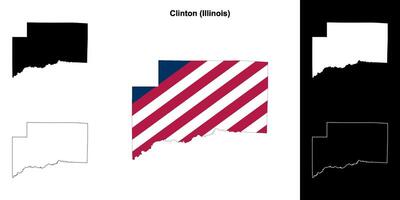 Clinton County, Illinois outline map set vector