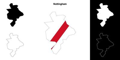 Nottingham blanco contorno mapa conjunto vector