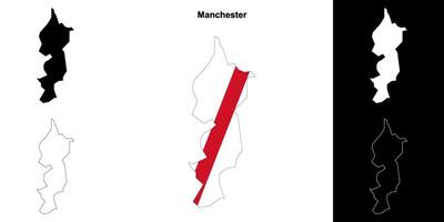 Manchester blank outline map set vector