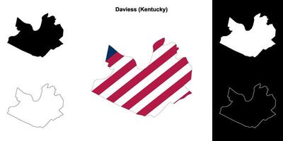 Daviess County, Kentucky outline map set vector