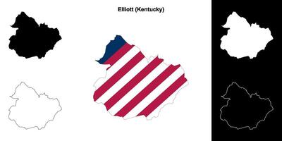 Elliott County, Kentucky outline map set vector