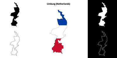 Limburg province outline map set vector