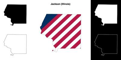 Jackson County, Illinois outline map set vector