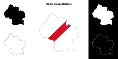 South Gloucestershire blank outline map set vector