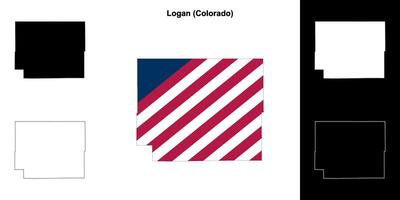 Logan County, Colorado outline map set vector