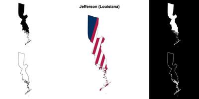 Jefferson Parish, Louisiana outline map set vector