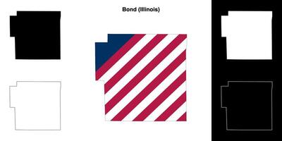 Bond County, Illinois outline map set vector