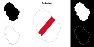 Rotherham blanco contorno mapa conjunto vector