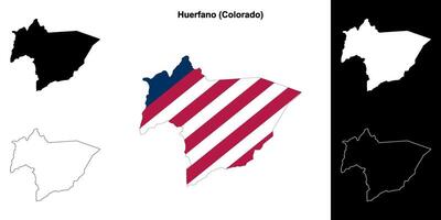 Huerfano County, Colorado outline map set vector