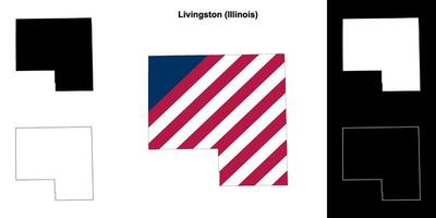 Livingston County, Illinois outline map set vector