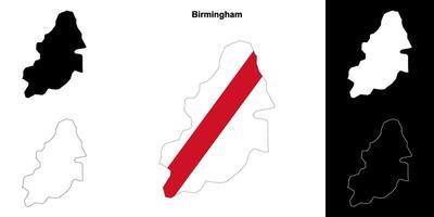 Birmingham blank outline map set vector