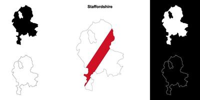 Staffordshire blank outline map set vector