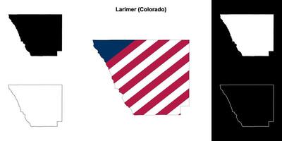 Larimer County, Colorado outline map set vector