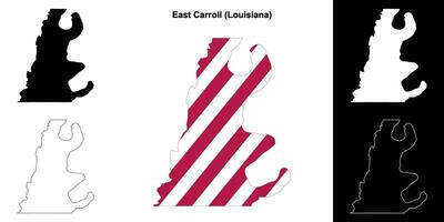 East Carroll Parish, Louisiana outline map set vector