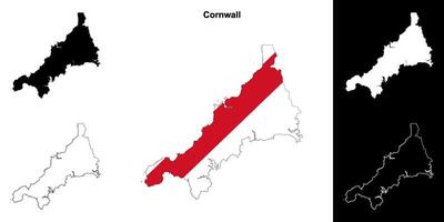 Cornwall blank outline map set vector