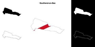 Southend-on-Sea blank outline map set vector