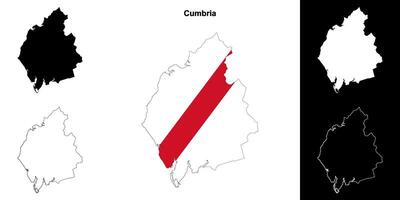 Cumbria blank outline map set vector