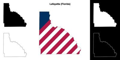 Lafayette County, Florida outline map set vector
