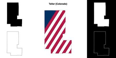 Teller County, Colorado outline map set vector