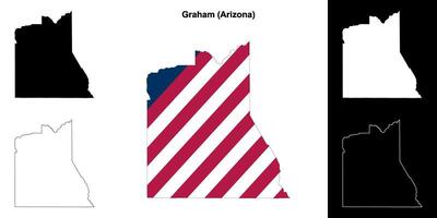 Graham County, Arizona outline map set vector