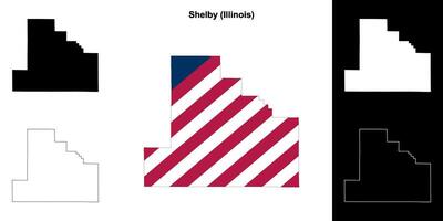 Shelby County, Illinois outline map set vector