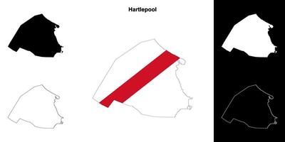 Hartlepool blank outline map set vector