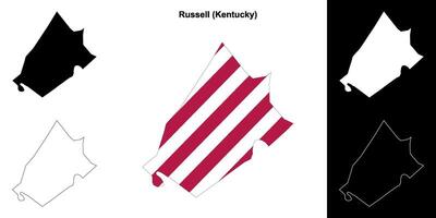 Russell County, Kentucky outline map set vector