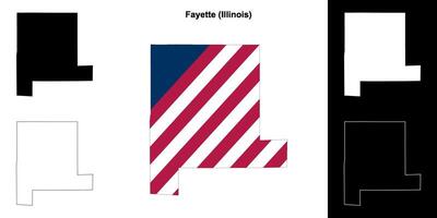 Fayette County, Illinois outline map set vector