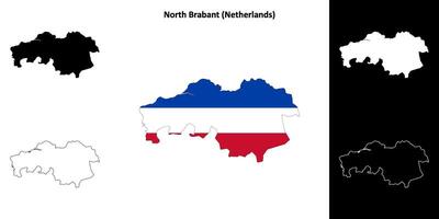 North Brabant province outline map set vector