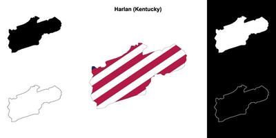 Harlan County, Kentucky outline map set vector