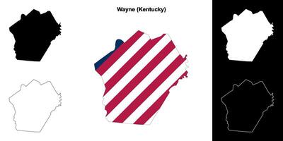 Wayne County, Kentucky outline map set vector