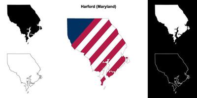 Harford County, Maryland outline map set vector