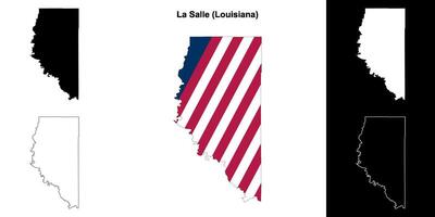 La Salle Parish, Louisiana outline map set vector