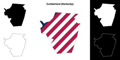 Cumberland County, Kentucky outline map set vector