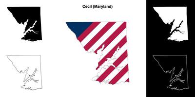 Cecil County, Maryland outline map set vector