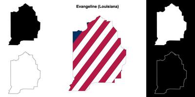 Evangeline Parish, Louisiana outline map set vector