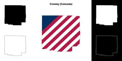 Crowley County, Colorado outline map set vector
