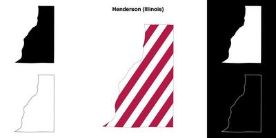 Henderson County, Illinois outline map set vector