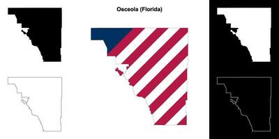 Osceola County, Florida outline map set vector