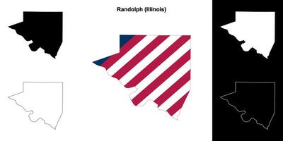 Randolph County, Illinois outline map set vector